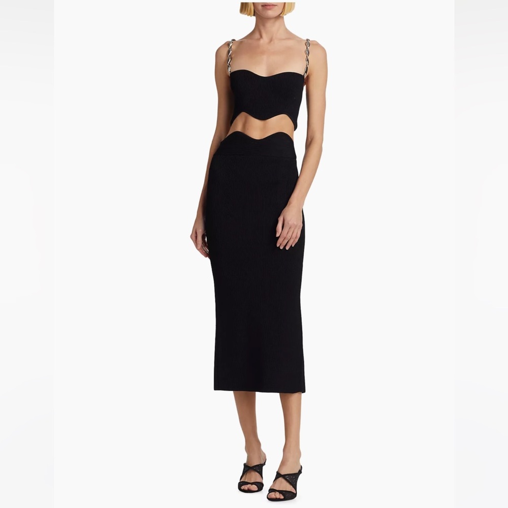 Galvan Black Midi Skirt set